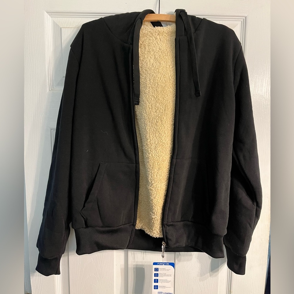 Soft zippered hoodie.